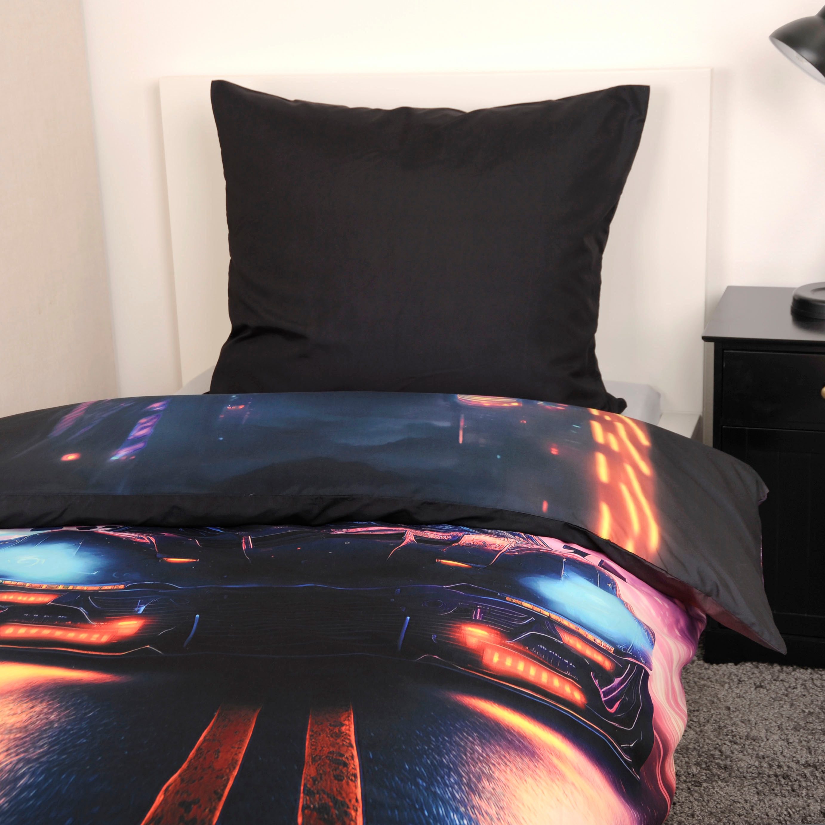 Herding Young Collection Bettwäsche YC Neoncar, Microfaser, 2 teilig, mit coolem Motiv