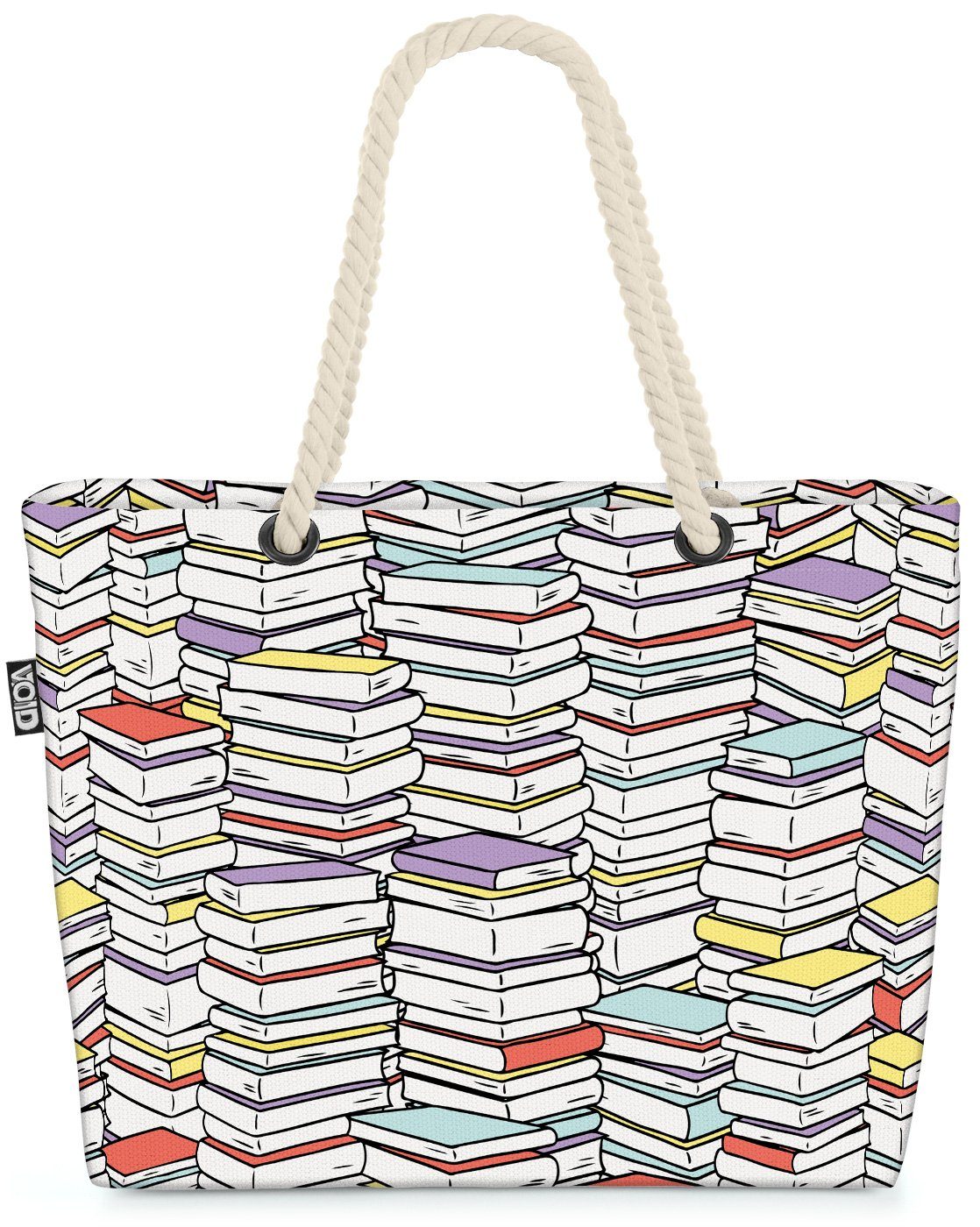 VOID Strandtasche (1-tlg), Bücherstapel Beach Bag Buch Bücher Bibliothek Schreibwaren Wohnzimmer Lesen Rom