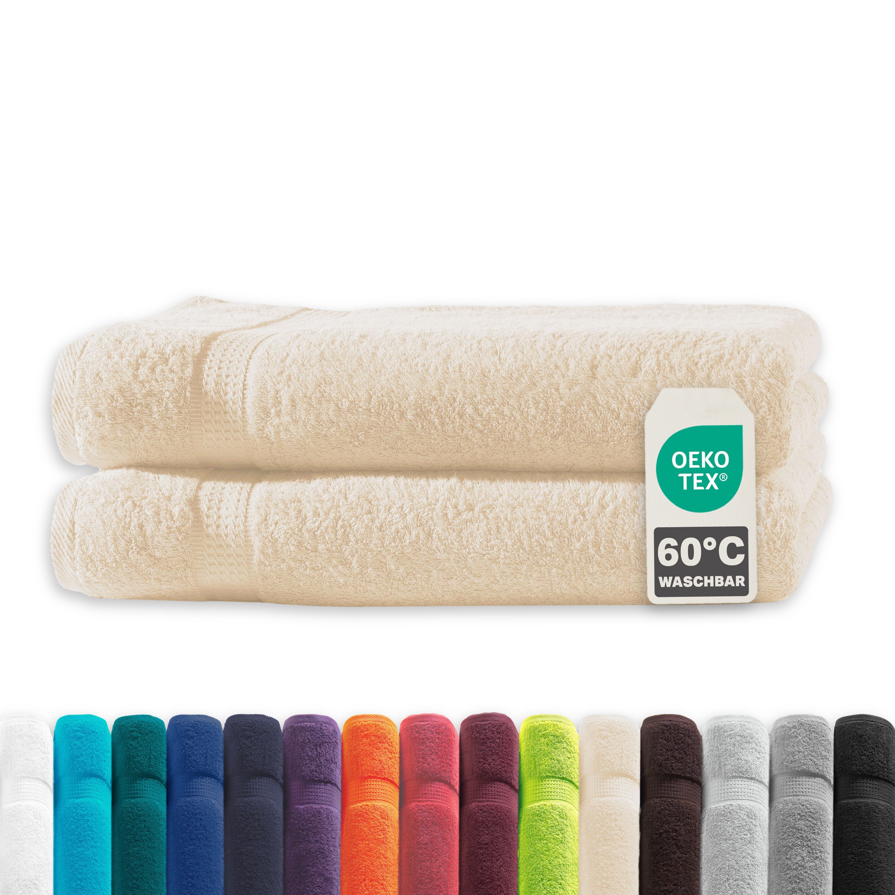 Devior Handtuch Set Frottierserie Elegance in vielen Farben, hochwertig mit 500 g/m², Duschtücher - 100% Baumwolle (Spar-Set, 2-St), 70x140 cm, saugstark, schnelltrocknend & geruchsneutral