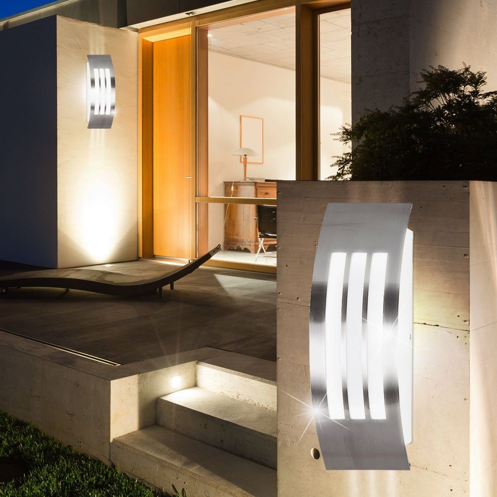 silber Gartenleuchte Warmweiß, Leuchtmittel inklusive, Außen-Wandleuchte, etc-shop Außenwandleuchten Fassadenlampe Wandlampe LED