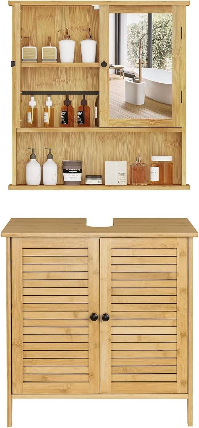 EUGAD Badmöbel-Set, (2-St), Waschbeckenunterschrank mit Spiegelschrank, günstig online kaufen