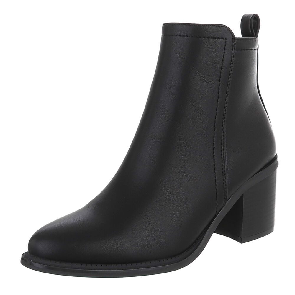 Ital-Design Damen Stiefelette Lederoptik Blockabsatz elegant Stiefelette (92269235) Blockabsatz Stiefeletten in Schwarz