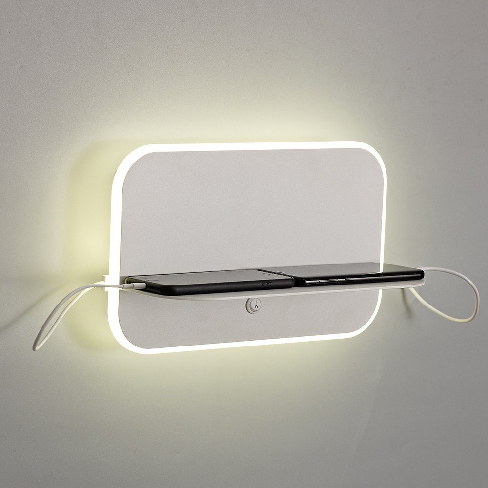 LED-Wandleuchte Weiß-Matt Wandleuchte Anschlüssen Mantra 2 Lanzarote mit USB