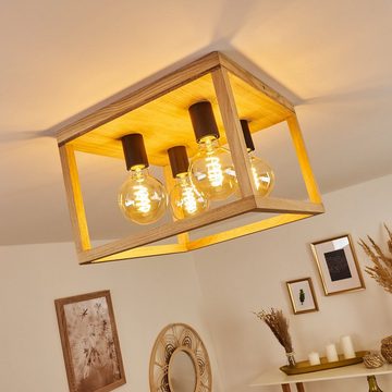 hofstein Deckenleuchte »Montepiano« 4-flammige Deckenlampe aus Holz in Naturfarben/Schwarz, ohne Leuchtmittel, im skandinavischen Design, E27, mit Lichteffekt an der Decke