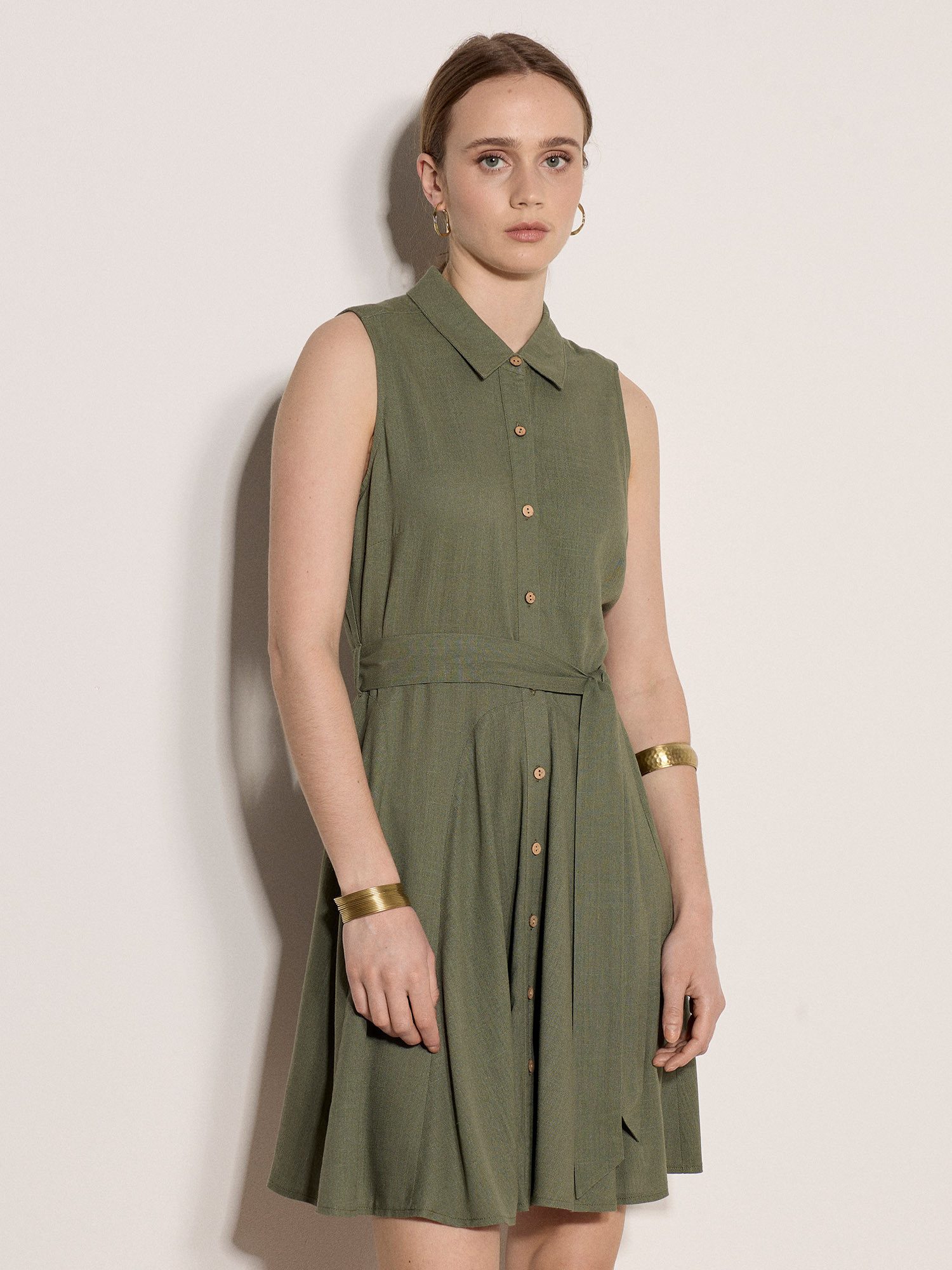 Apricot Minikleid Minikleid aus Leinenmischung