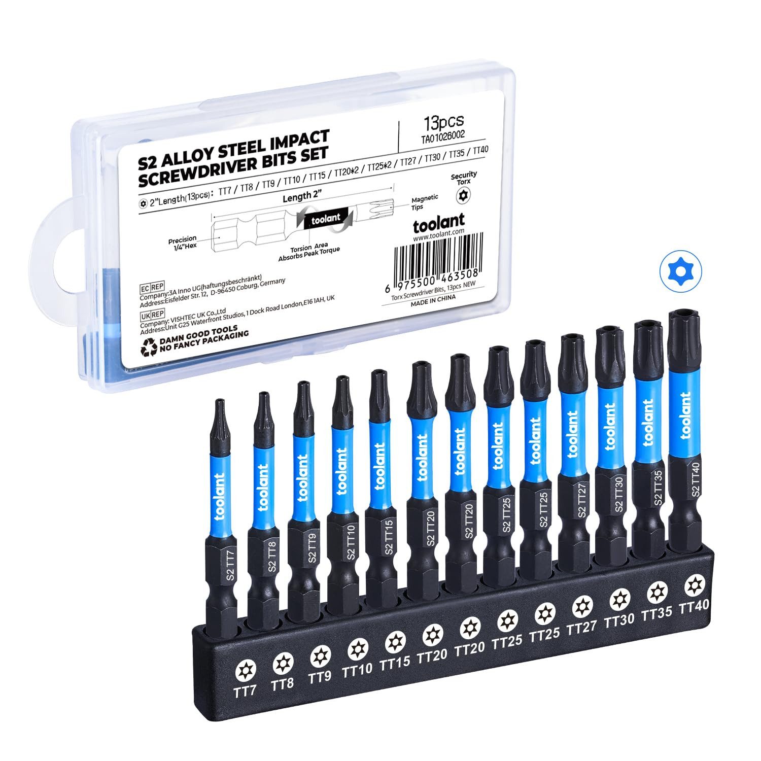 Toolant Bit-Schraubendreher Torx Bit-Set 25/27-tlg Extra-Hart, S2 Stahl, magnetisch, (Schrauberbit-Set, 27-teiliges Set), Torsionszone, CNC-gefräste Spitze, magnetisch von Toolant