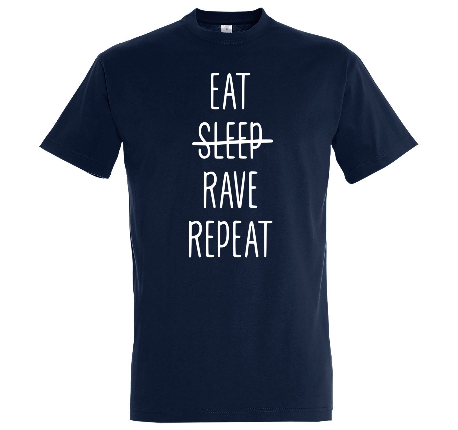 Youth Designz T-Shirt Eat Rave Repeat Herren T-Shirt mit trendigem Frontprint Navyblau