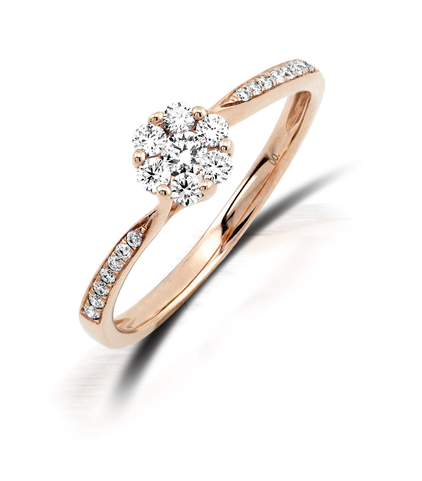 Solitärring 750er Gold Verlobungsring ca. 0,14 ct. Diamant