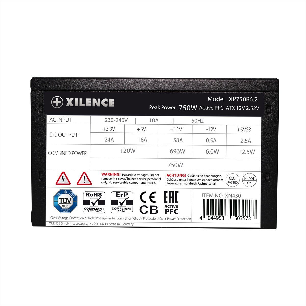 Xilence XP750R6.2 Gaming 750W ATX PC Netzteil PC-Netzteil (80+, Non Modular, XN430) – Bild 5 von 5