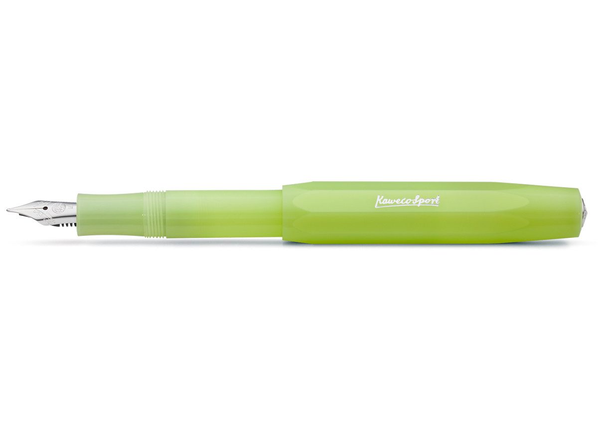 Kaweco Füllfederhalter Kaweco FROSTED Sport Füllhalter Fine Lime, Medium Stahl blank