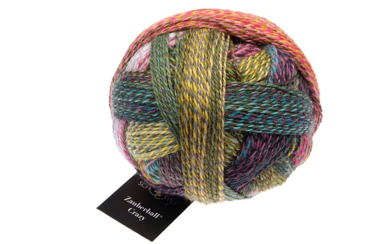 Schoppel Zauberball Crazy Sockenwolle 4-fädig Effektgarn, 420,00 m (100g Sockengarn, Strumpfwolle, 4fach, 4fädig), mit biologisch abbaubarem Polyamid