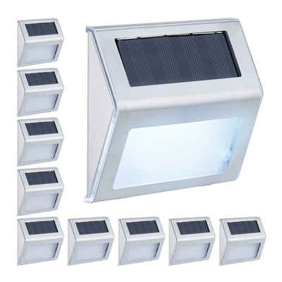 relaxdays LED Solarleuchte Solarlampen für die Wand, 10er Pack
