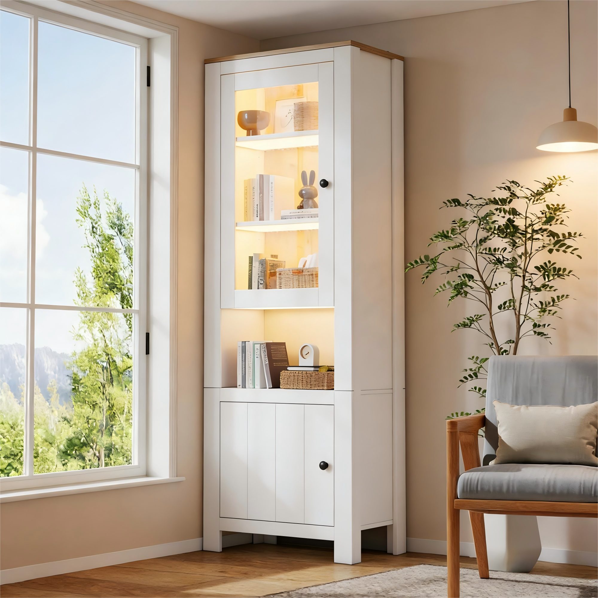 Standvitrine Glasvitrine Hochschrank mit LED-Beleuchtung