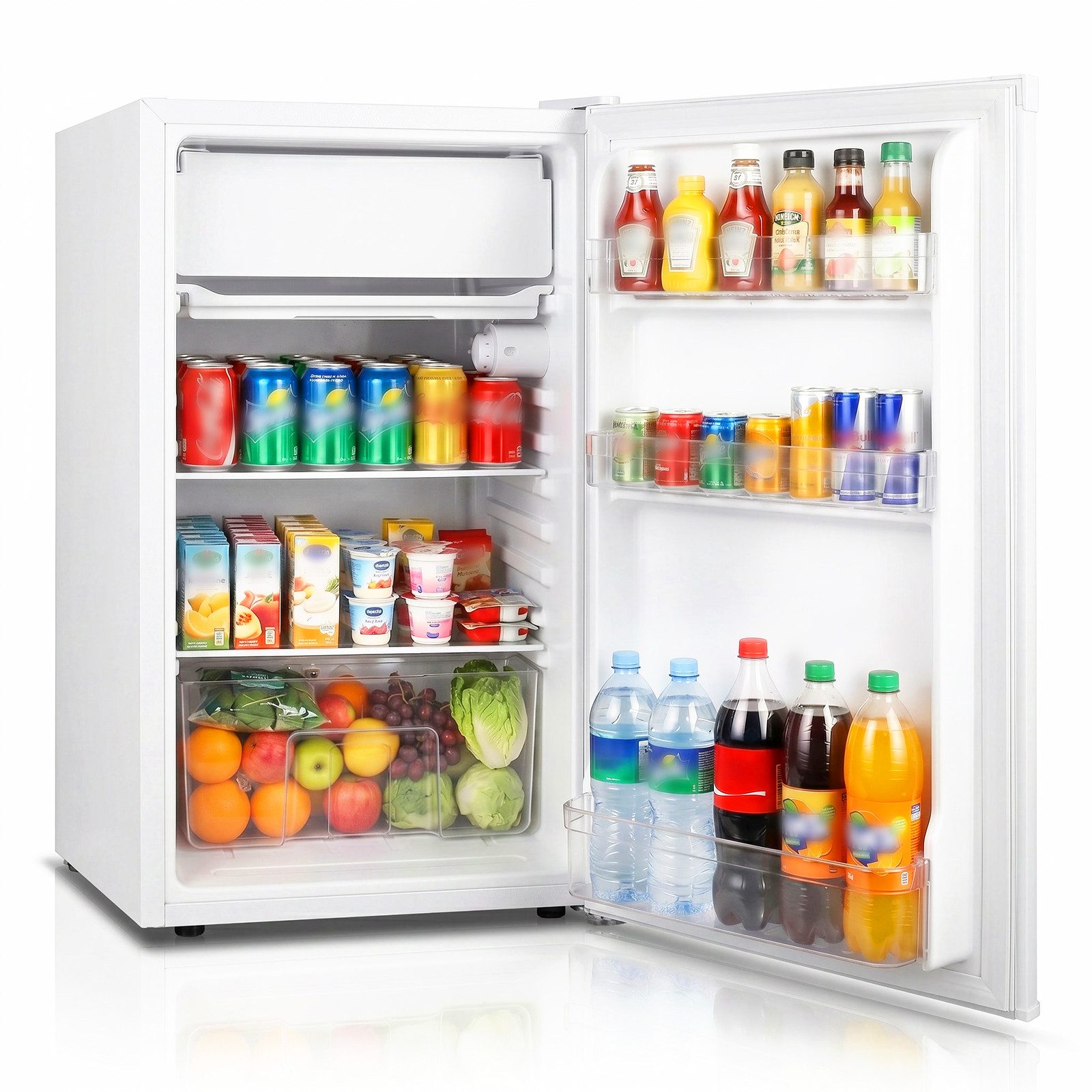 DollarDash Kühlschrank 90,8L, 7-stufig einstellbarer Thermostat,geräuscharm, energiesparend BC-90, 79.8 cm hoch, 45 cm breit, Kompakter Mini-Kühlschrank mit Gefrierfach