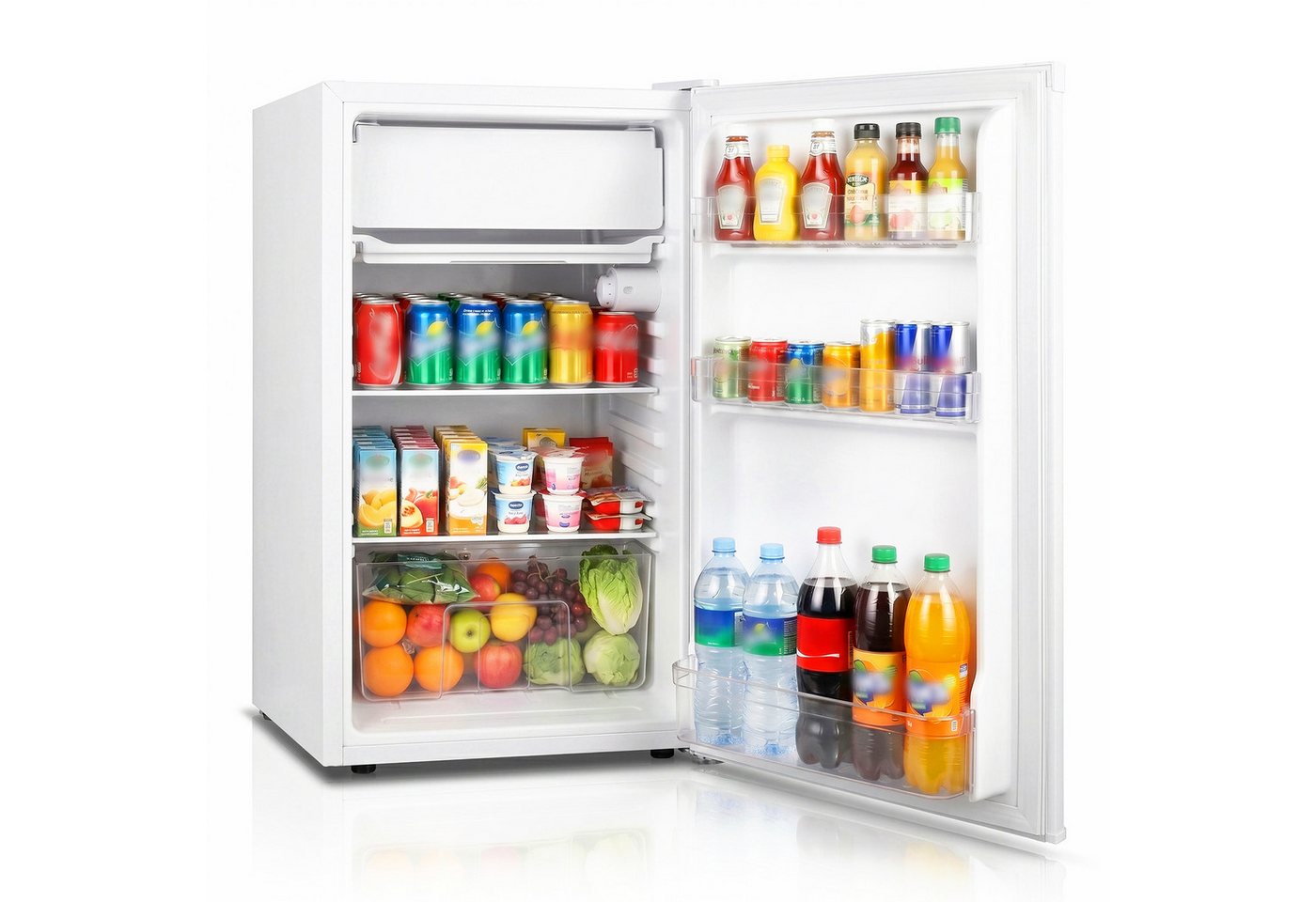 DollarDash Kühlschrank 90,8L, 7-stufig einstellbarer Thermostat,geräuscharm, energiesparend BC-90, 79.8 cm hoch, 45 cm breit, Kompakter Mini-Kühlschrank mit Gefrierfach