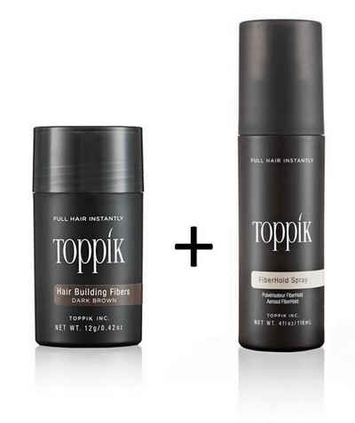 TOPPIK Haarstyling-Set TOPPIK SET 12 g. Haarfasern + Fixier Spray 118ml. Haarverdichtung Streuhaar, Haar Puder, Hair Fibers, Spar Set
