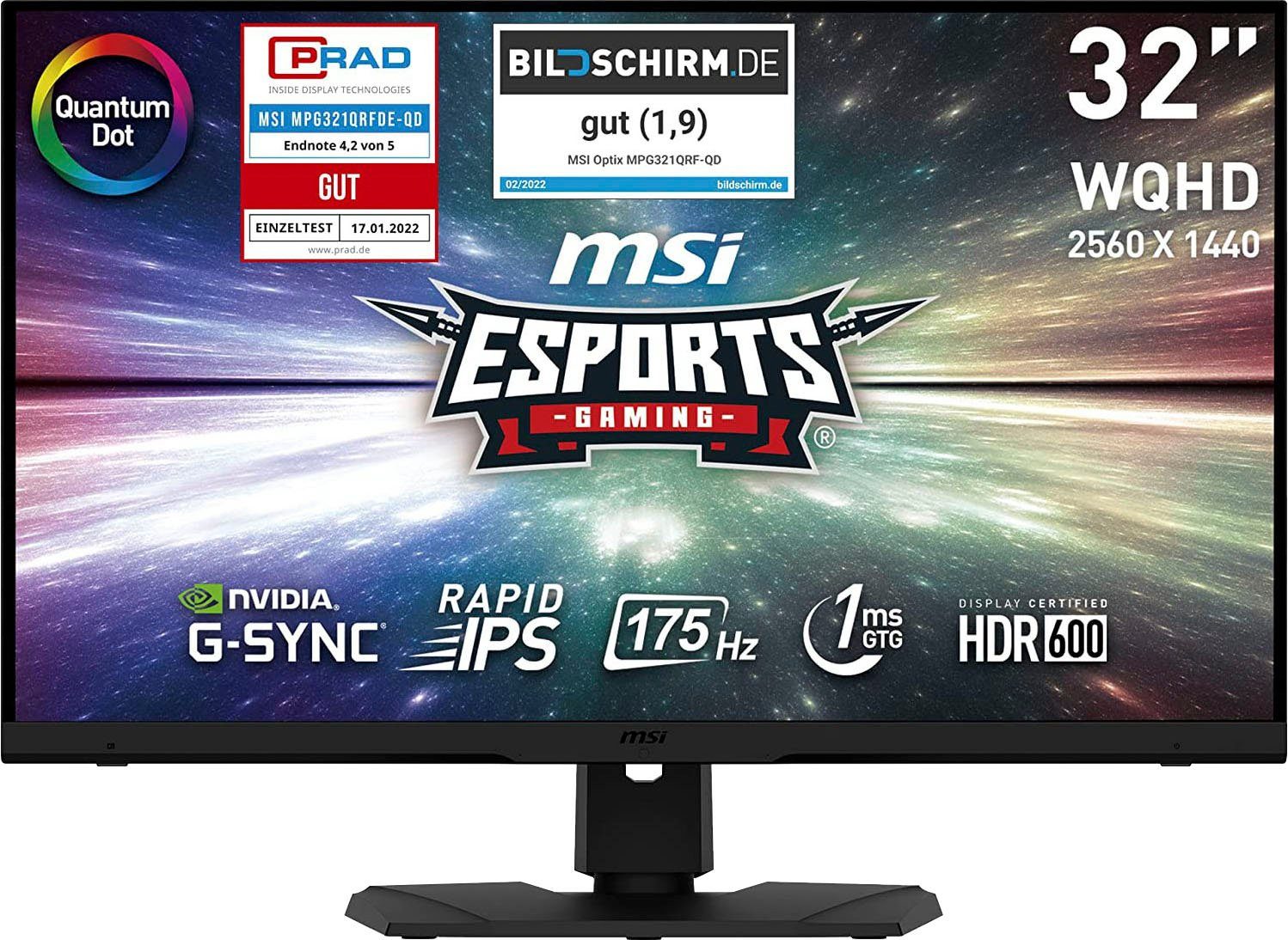 MSI Optix MPG321QRFDE-QD Gaming-LED-Monitor (81,28 cm/32 ", 2560 x 1440 px, WQHD, 1 ms Reaktionszeit, 175 Hz, IPS-LED, USB-C, höhenverstellbar, 3 Jahre Herstellergarantie)