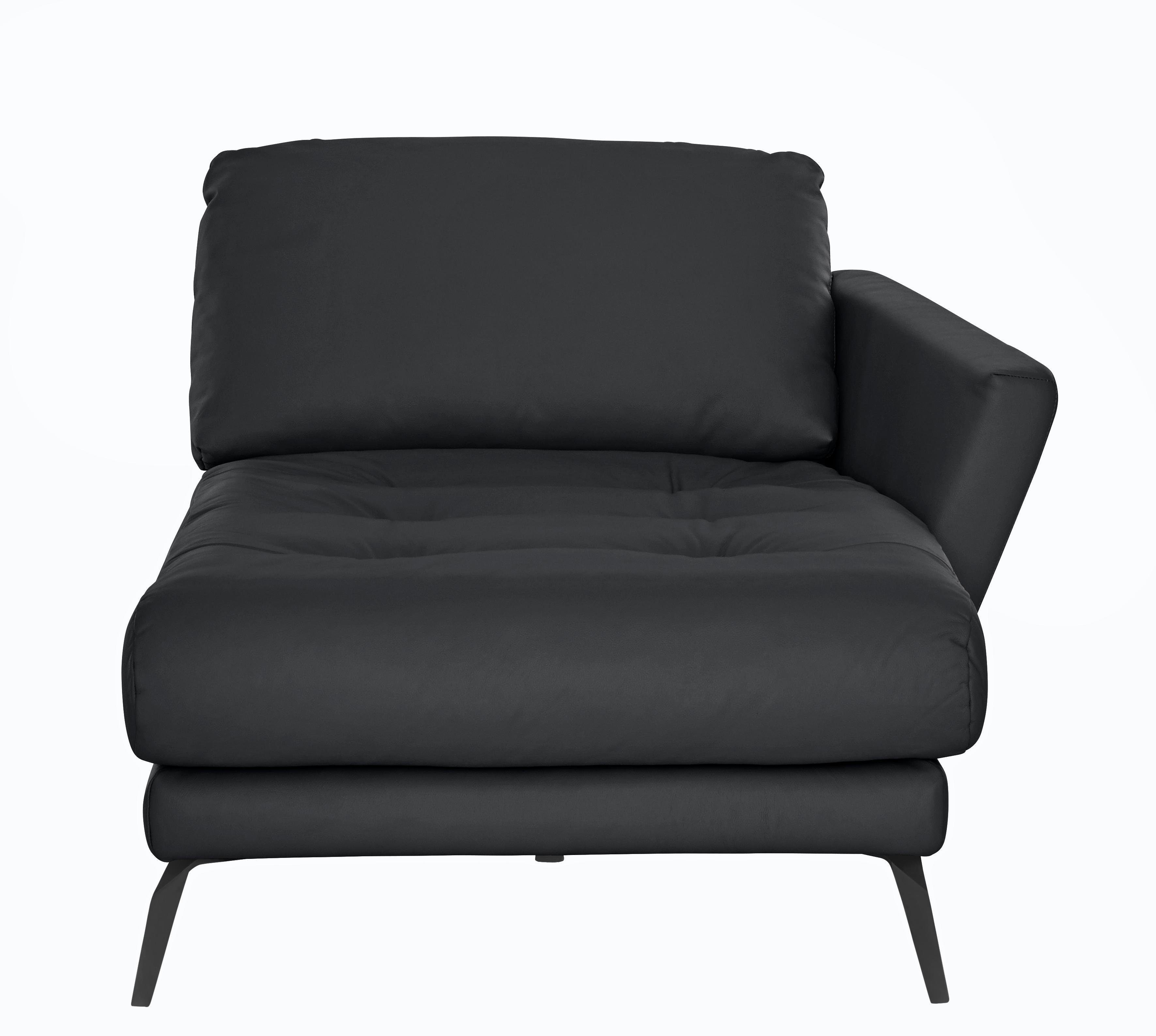 W.SCHILLIG Chaiselongue softy, pulverbeschichtet Heftung Sitz, schwarz Füße mit dekorativer im