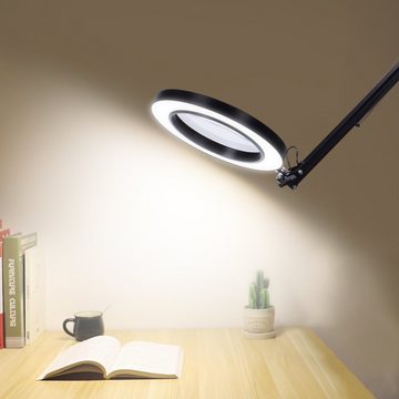 Insma Lupenlampe, Arbeitsplatzlampe,5 Dioptrien, 3-Farben dimmbar,Tischklemme