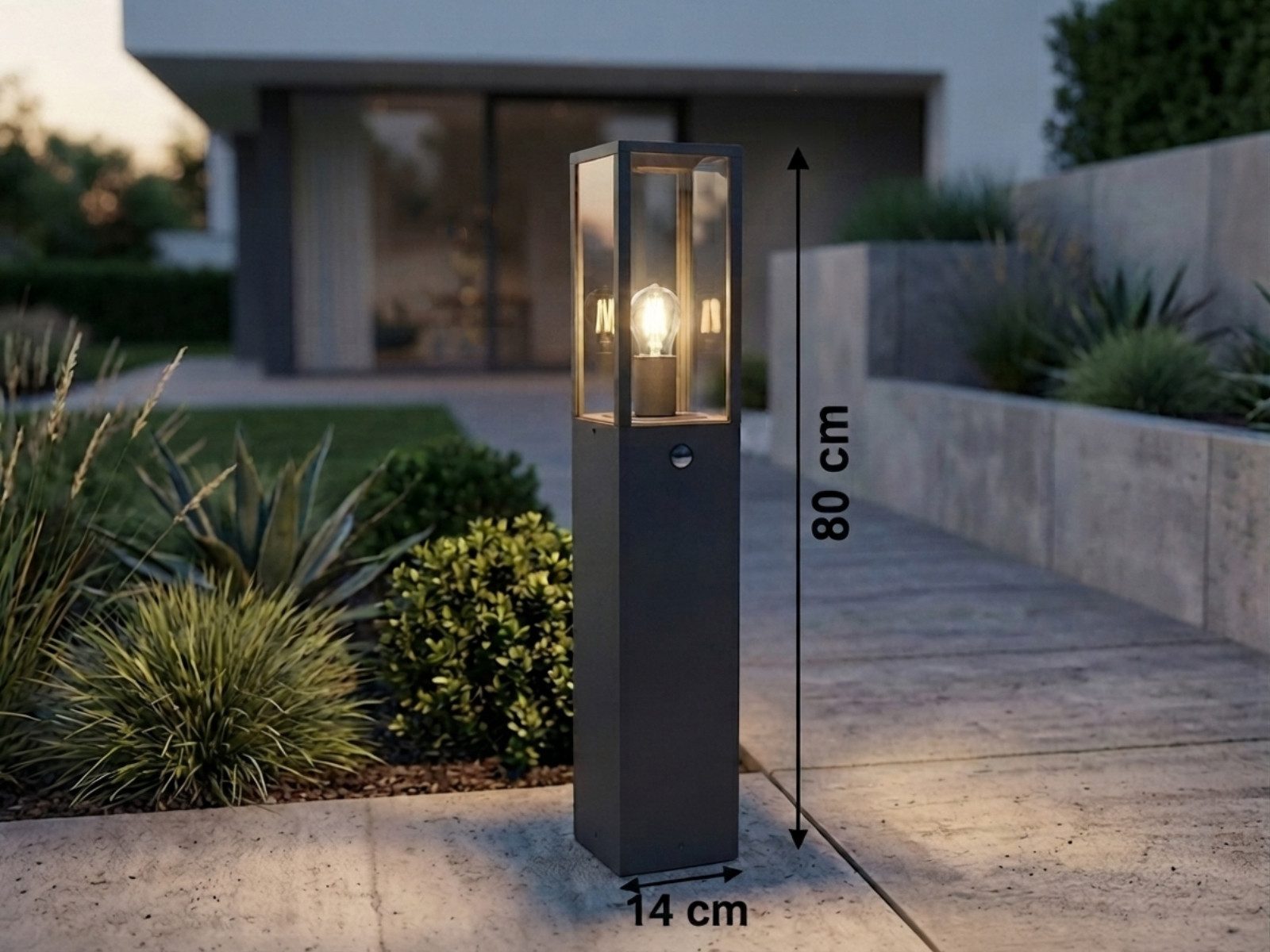 TRIO Leuchten LED Pollerleuchte mit Bewegungsmelder, Anthrazit Höhe 80cm, Bewegungssensor, LED wechselbar, Warmweiß, Garten-Laterne zur Wegbeleuchtung, Außen Ga – Bild 4 von 5