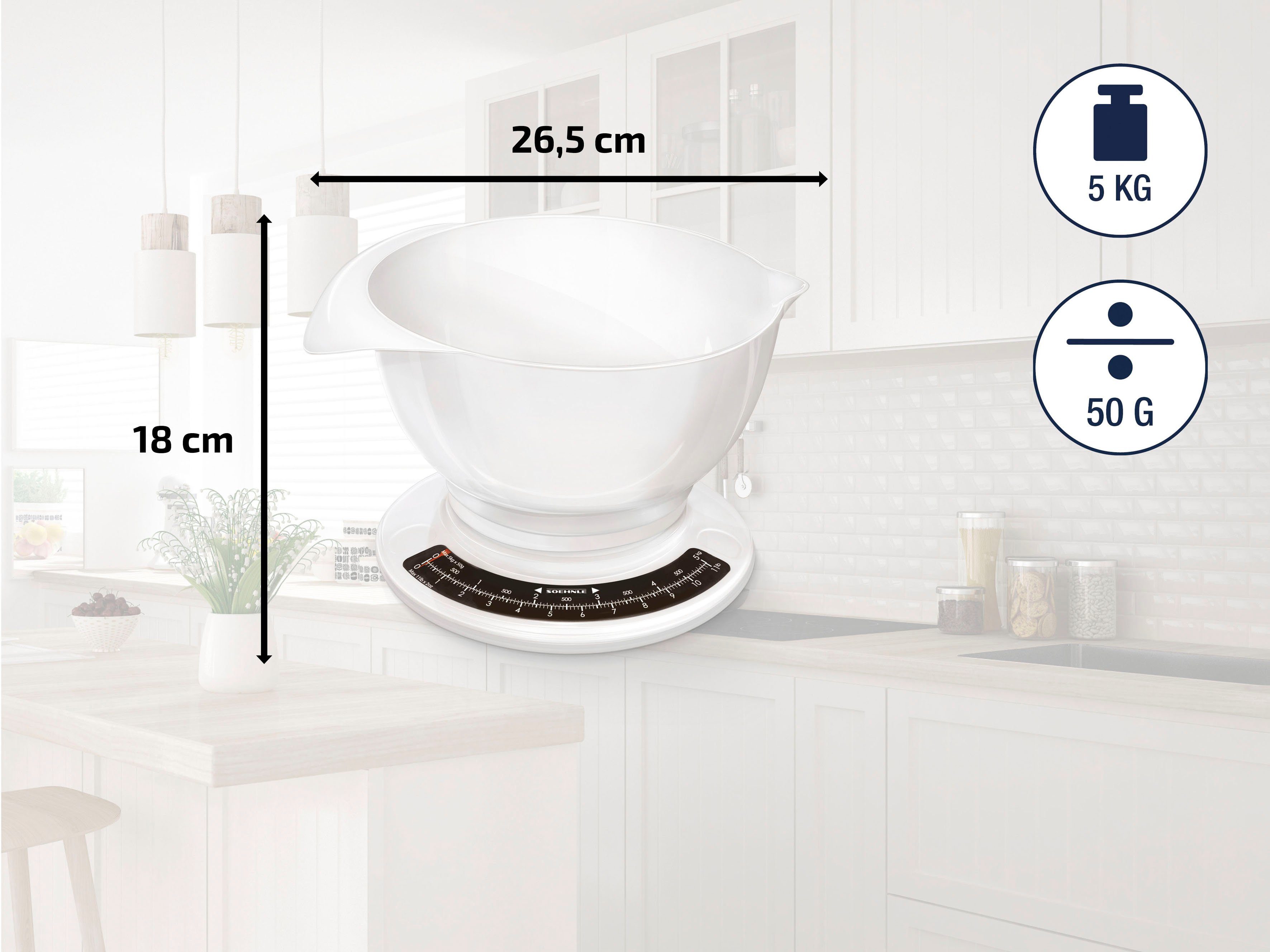 Soehnle Küchenwaage Culina Küchenwaage SOEHNLE großer mit Pro, pro (2-tlg), 5kg Culina analog Rührschüssel