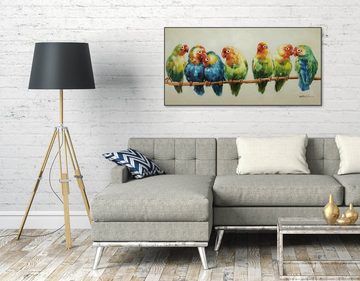 KUNSTLOFT Gemälde Flock Together 120x60 cm, Leinwandbild 100% HANDGEMALT Wandbild Wohnzimmer