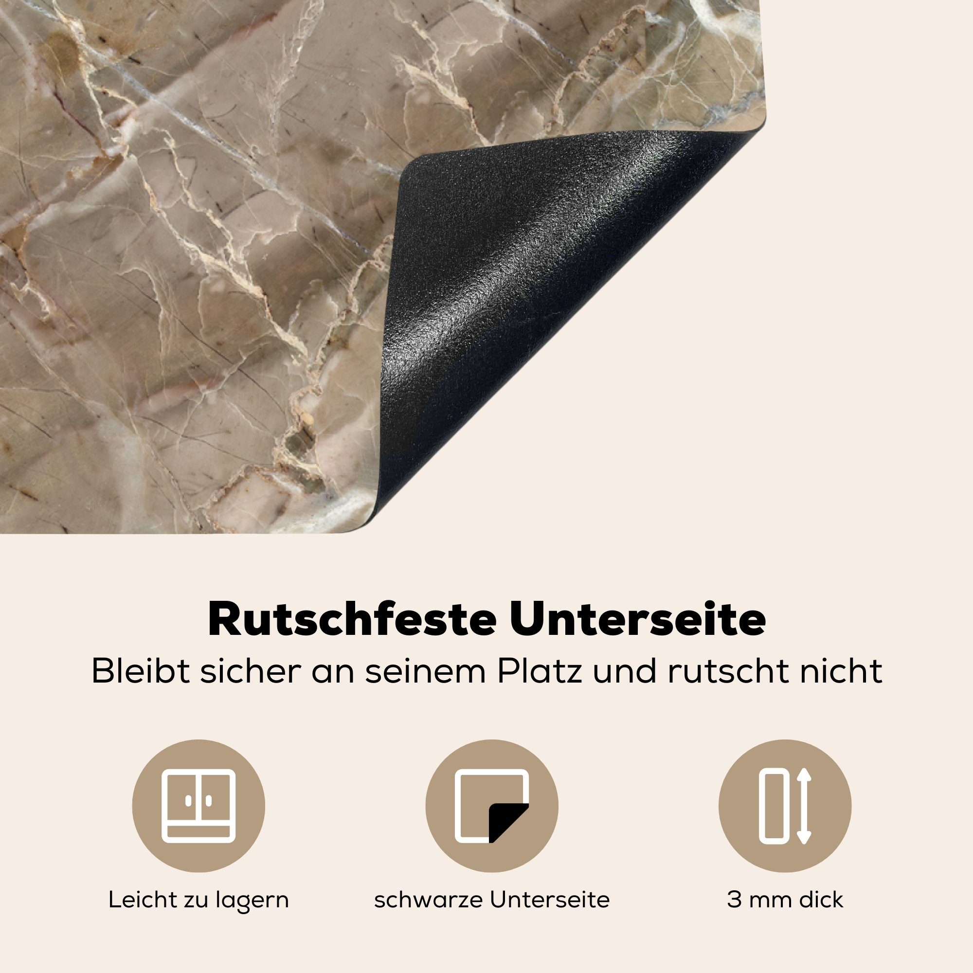 MuchoWow Herdblende-/Abdeckplatte für Weiß 78x78 cm, tlg), Granit, (1 Kristall Vinyl, - - küche Arbeitsplatte Braun Ceranfeldabdeckung, 