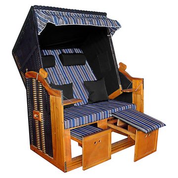 CEPEWA Strandkorb H160cm Rattan 2-Sitzer klappbare Tische und Rückenlehne inkl. Kissen