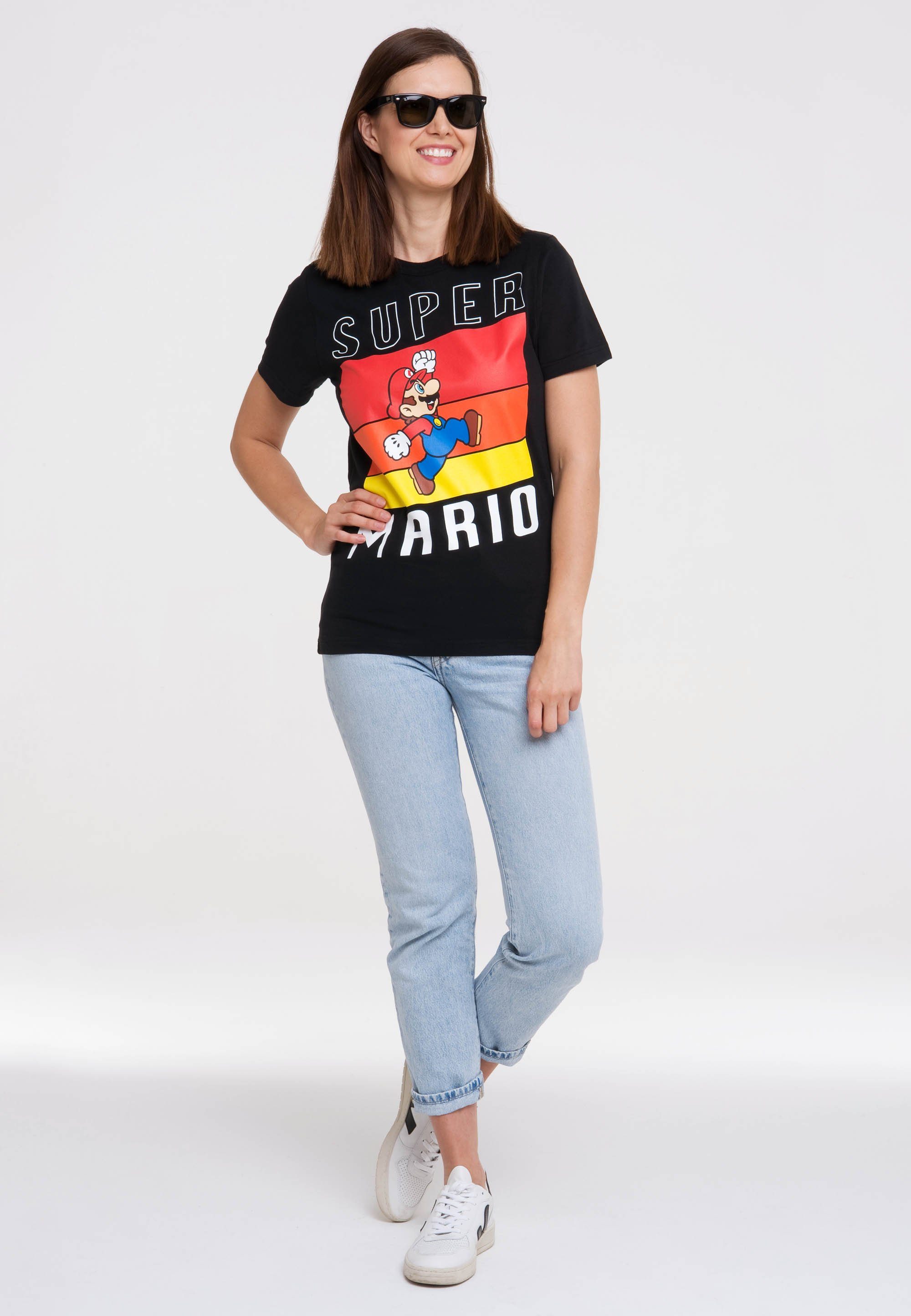 Mario Super Jump lizenziertem Print LOGOSHIRT T-Shirt - mit