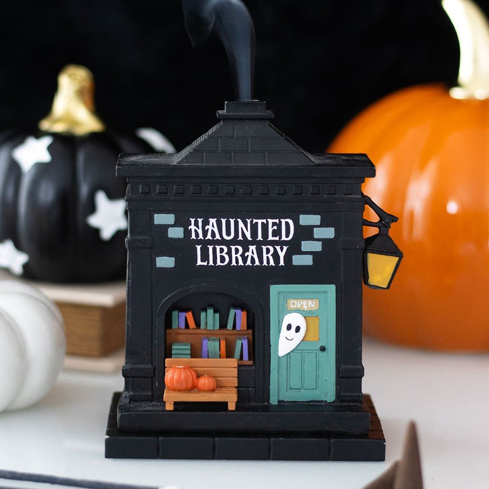 Something Different Räucherstäbchen-Halter Halloween Bibliothek Haunted Library Räucherkegelhalter kleiner Geist
