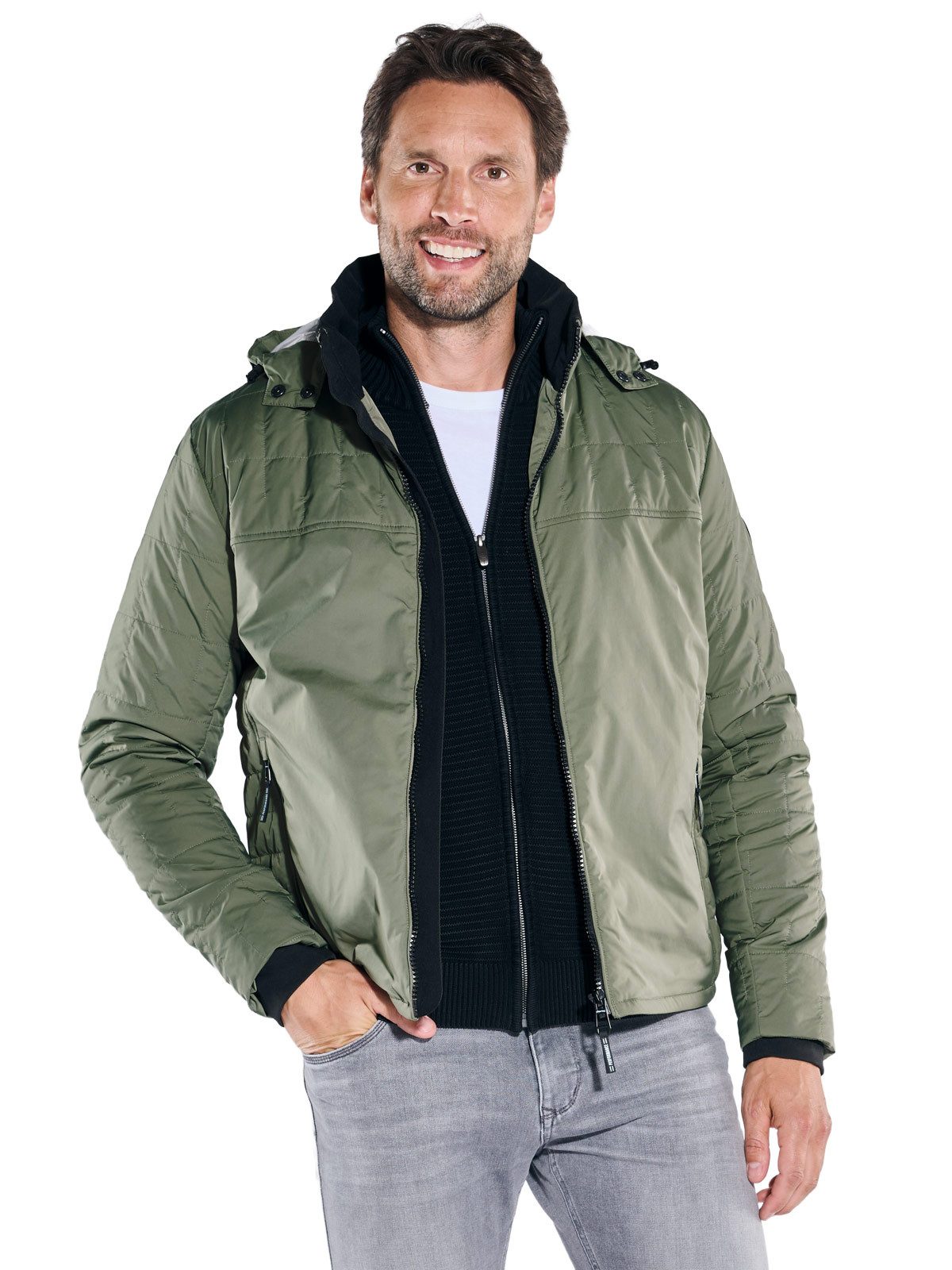 Steppjacke Jacke mit abnehmbarer Kapuze
