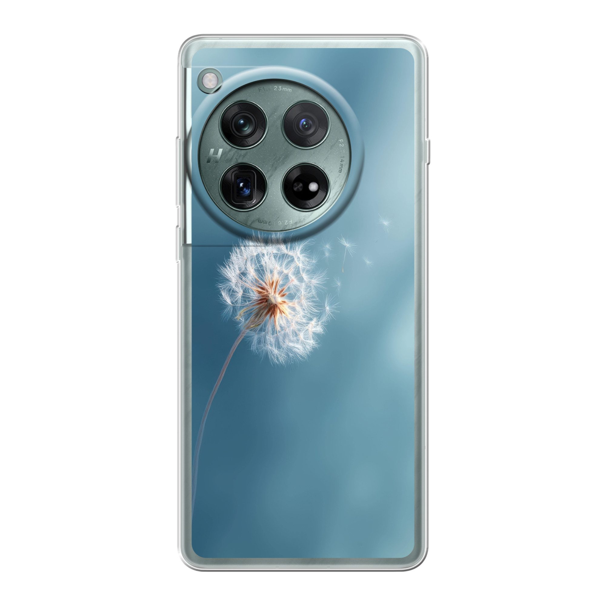 MuchoWow Handyhülle für OnePlus 12 Löwenzahn - Wind - Blau, Handy Case, Silikon, Bumper Case Dünn