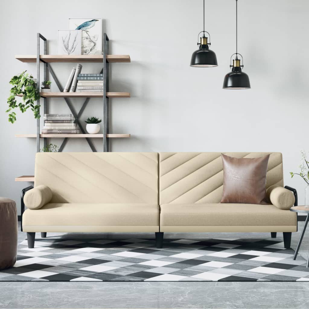 vidaXL Sofa Schlafsofa mit Armlehnen Creme Stoff