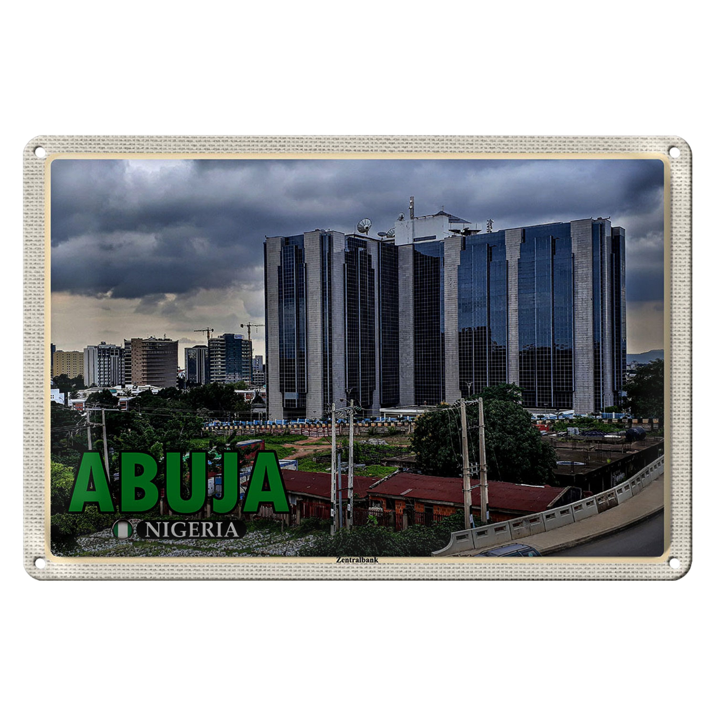 Roomando Metallschild Reise 18x12cm Abuja Nigeria Zentralbank