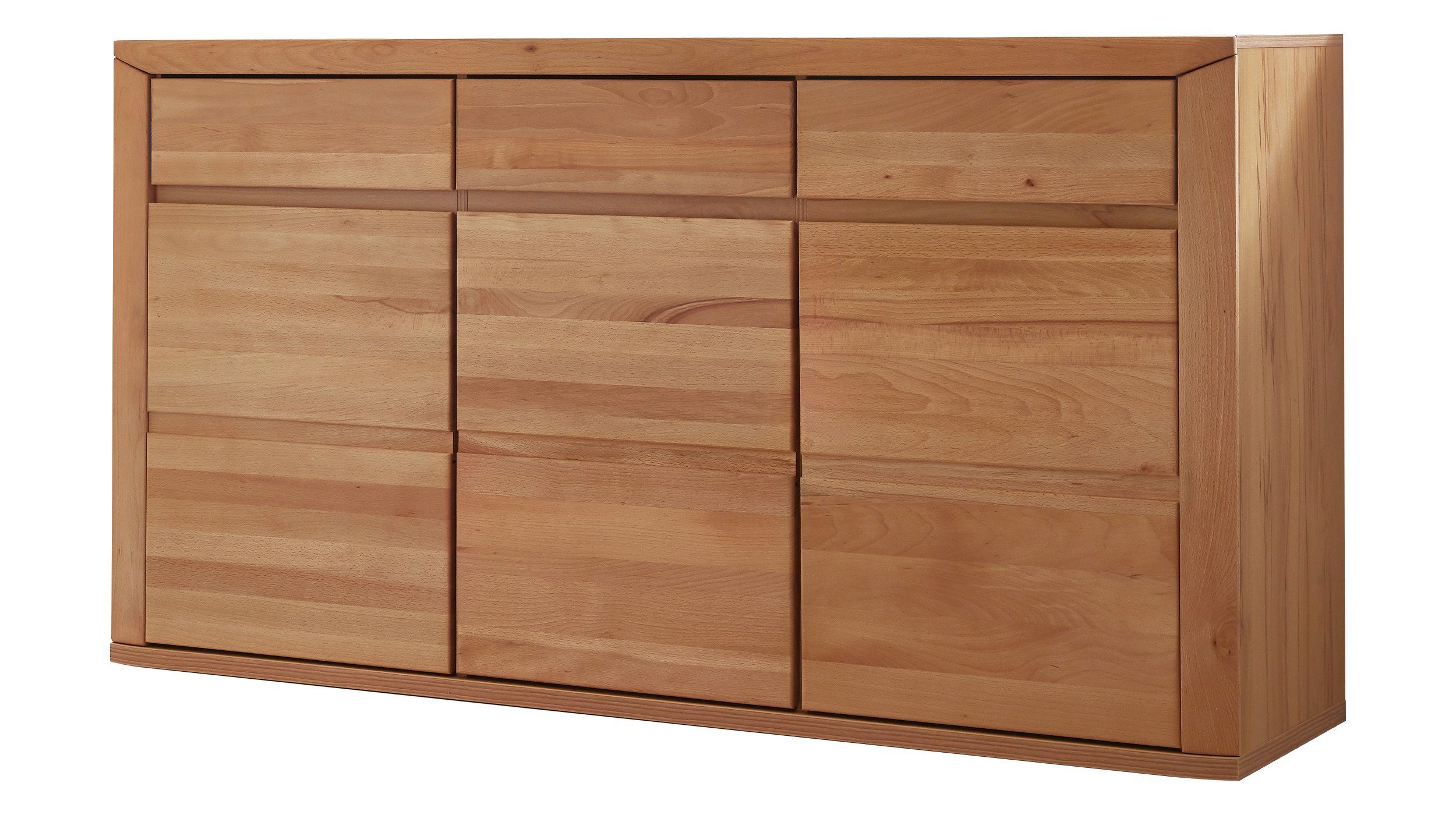 Massivart® Sideboard KORSIKA 170 cm / Massivholz Kernbuche teilmassiv geölt, 3 Türen / 3 Schubladen / 3 Einlegeböden