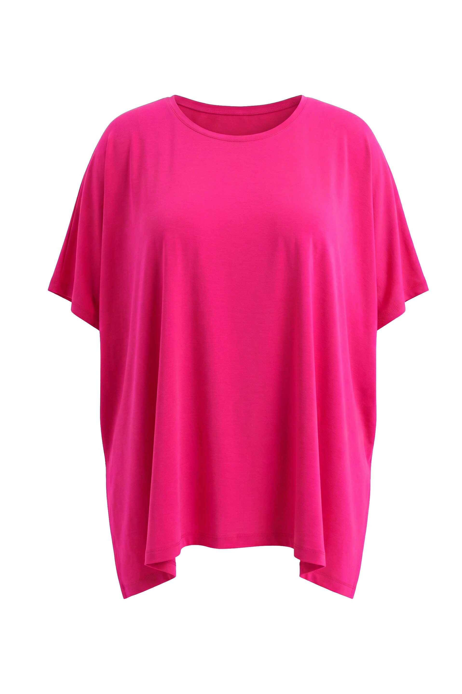 T-Shirt T-Shirt Zipfelsaum Oversized Rundhals Halbarm