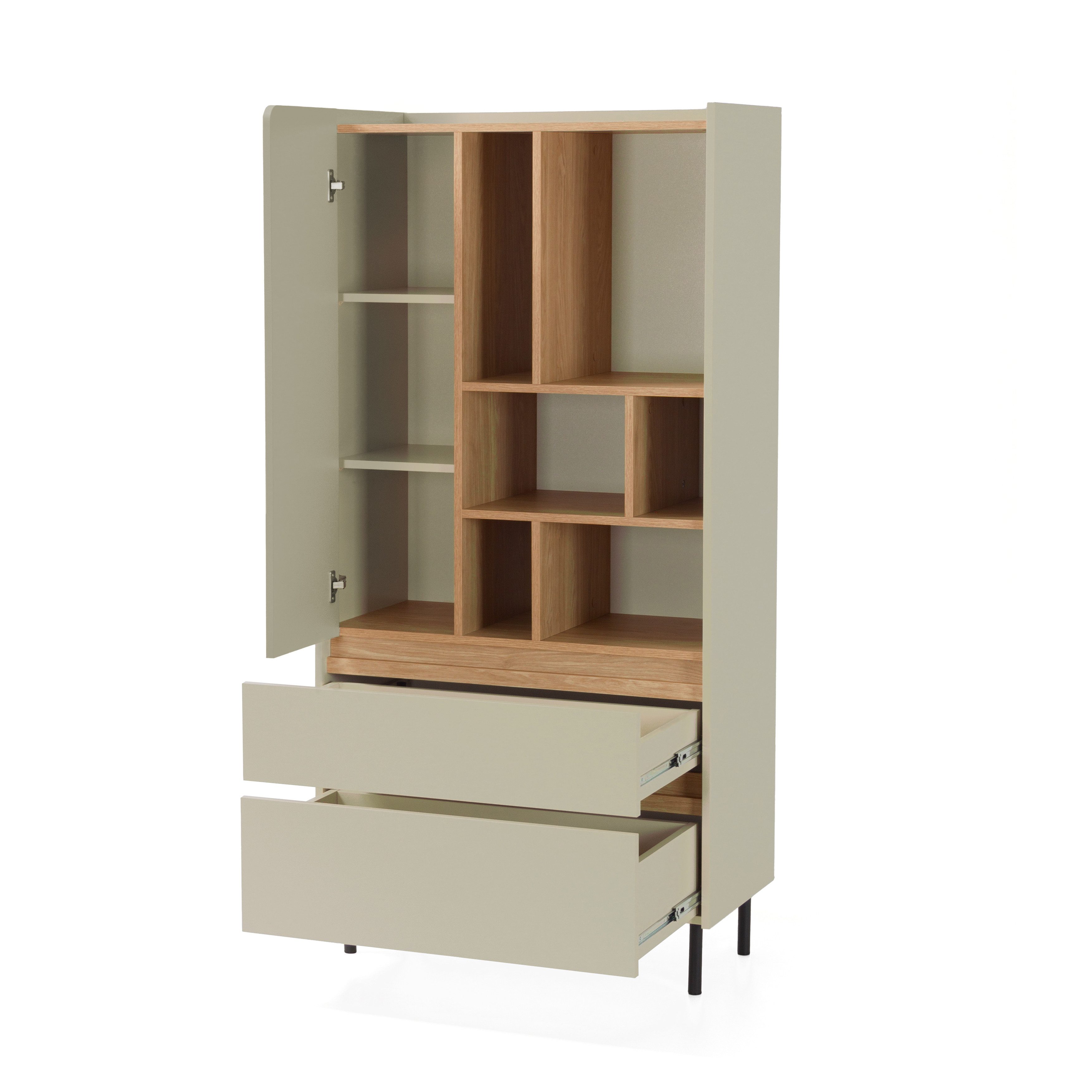 Beautysofa Bücherregal LICO mit 2 Schubalden und 1 Tür