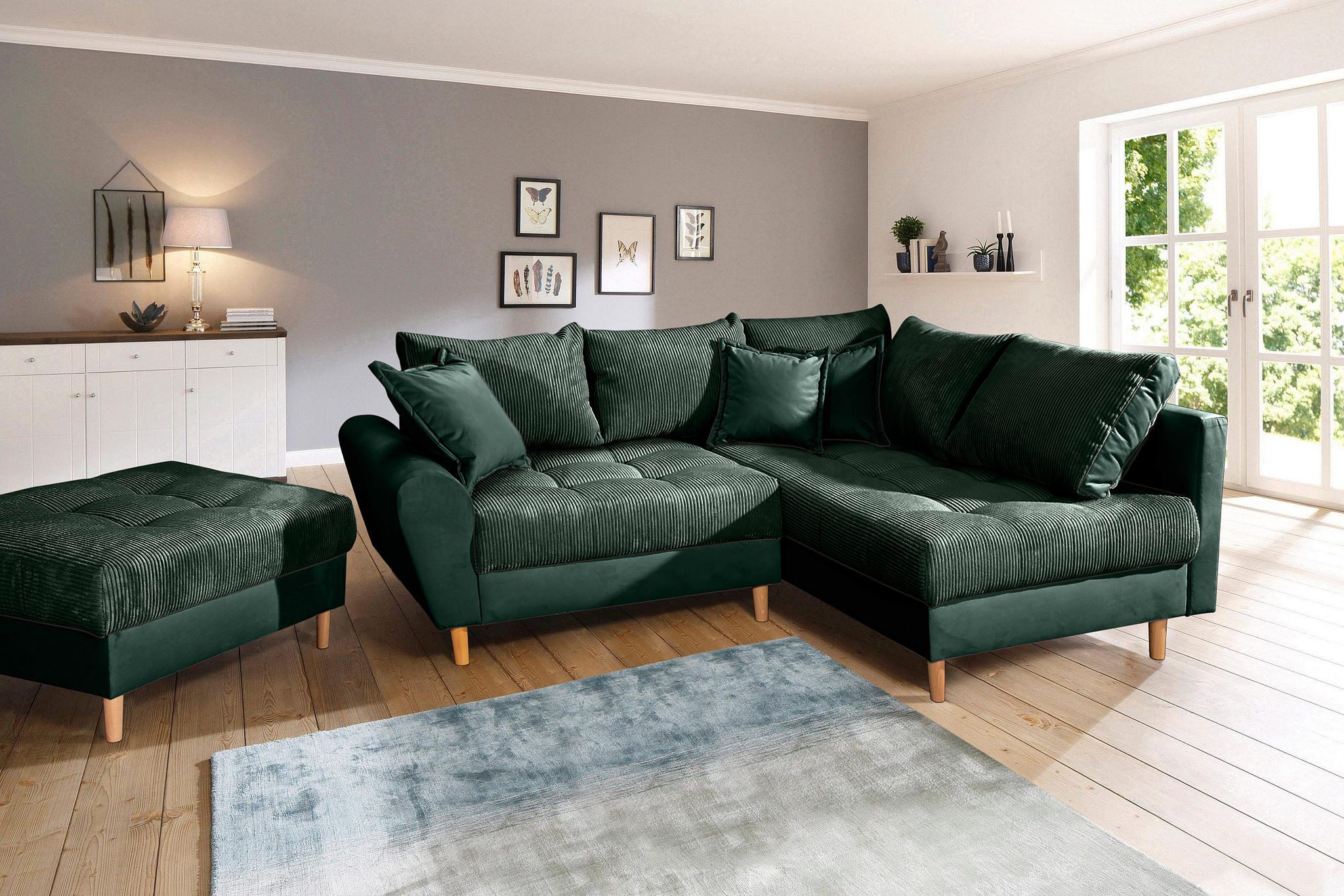Home affaire Ecksofa Rice L-Form, B: 223 cm, Set, Set: Sofa & Hocker, mit 3 günstig online kaufen