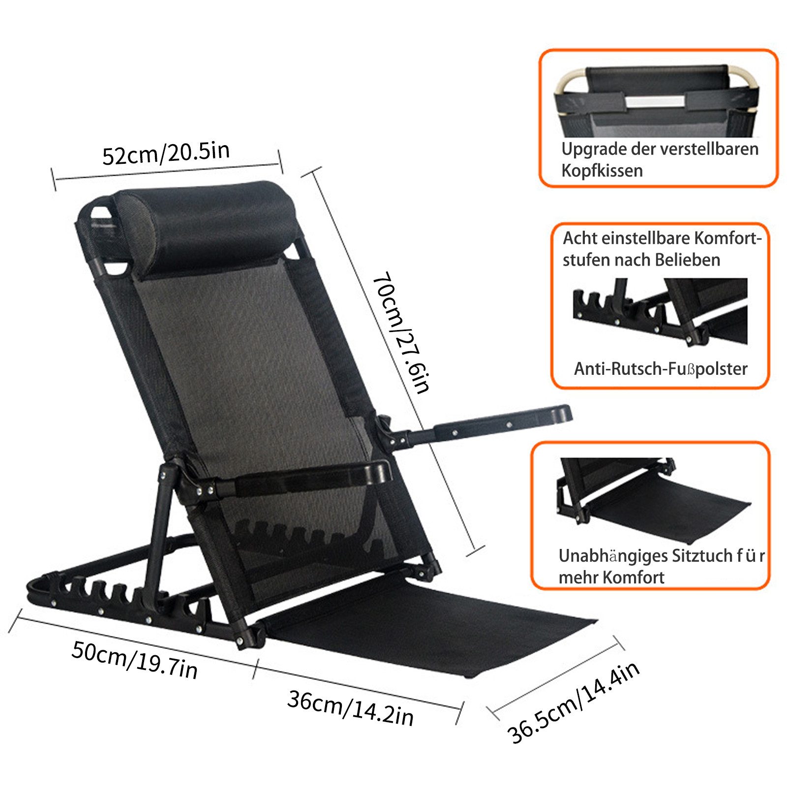 TWSOUL Klappstuhl 8-fach verstellbar, 150kg Tragkraft, günstig online kaufen