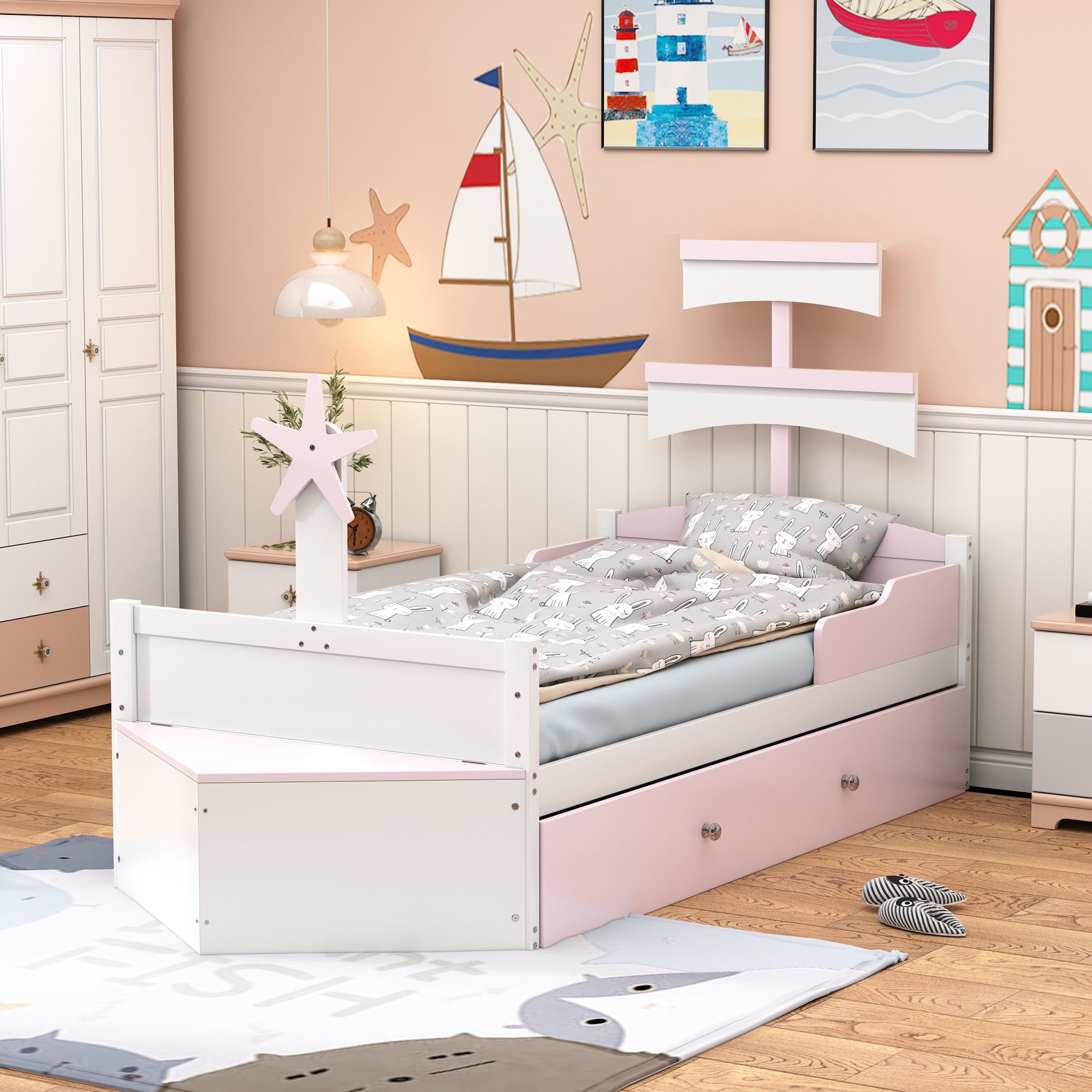 HAUSS SPOLE Kinderbett 90x200 cm Segelbootform, günstig online kaufen