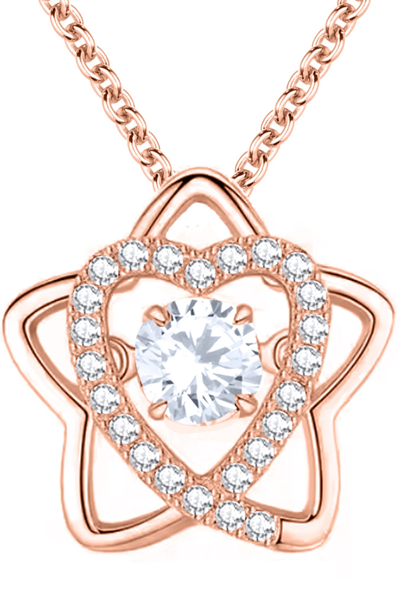 Limana Herzkette Stern Kette mit Herz Anhänger 925 Silber Damen Frauen rotg günstig online kaufen