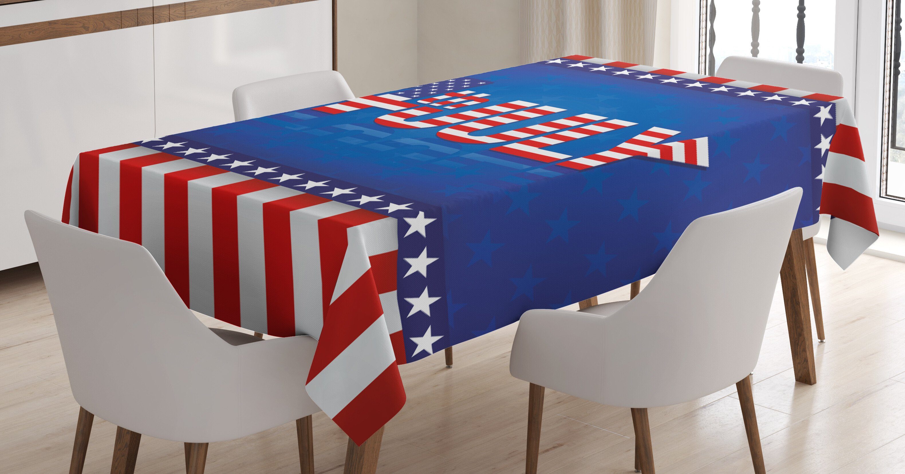 Abakuhaus Tischdecke Farbfest Waschbar Für den Außen Bereich geeignet Klare Farben, 4. Juli Amerika-Flaggen-Muster