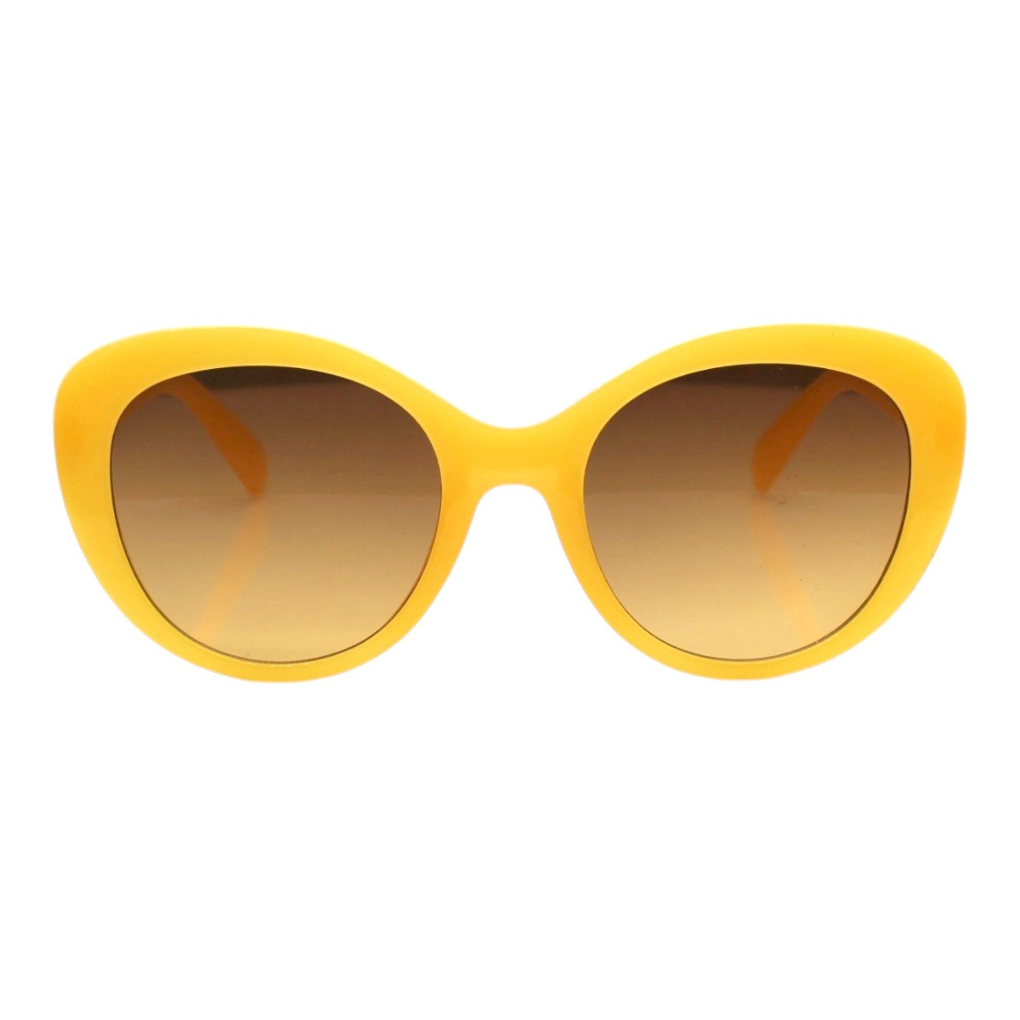 Rennec Sonnenbrille Damen Vintage Brille 60ziger Jahre Design Cat-Eye Oval Transparent Gestell in Pastellfarben Gelb, Mint, Flieder, Gläser UV400 Getönt