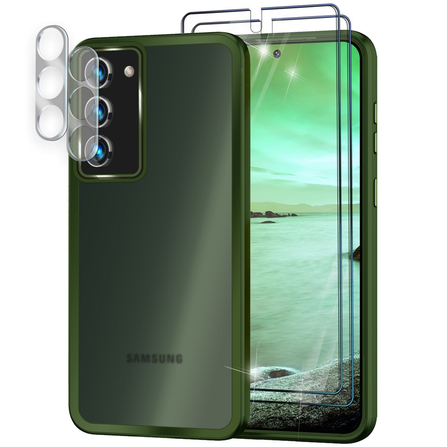 Nalia Smartphone-Hülle Samsung Galaxy S23 15,5 cm (6,1 Zoll), Hybrid Hülle Semi-Transparent Matt / 2x Display- & Kameraschutz / Case