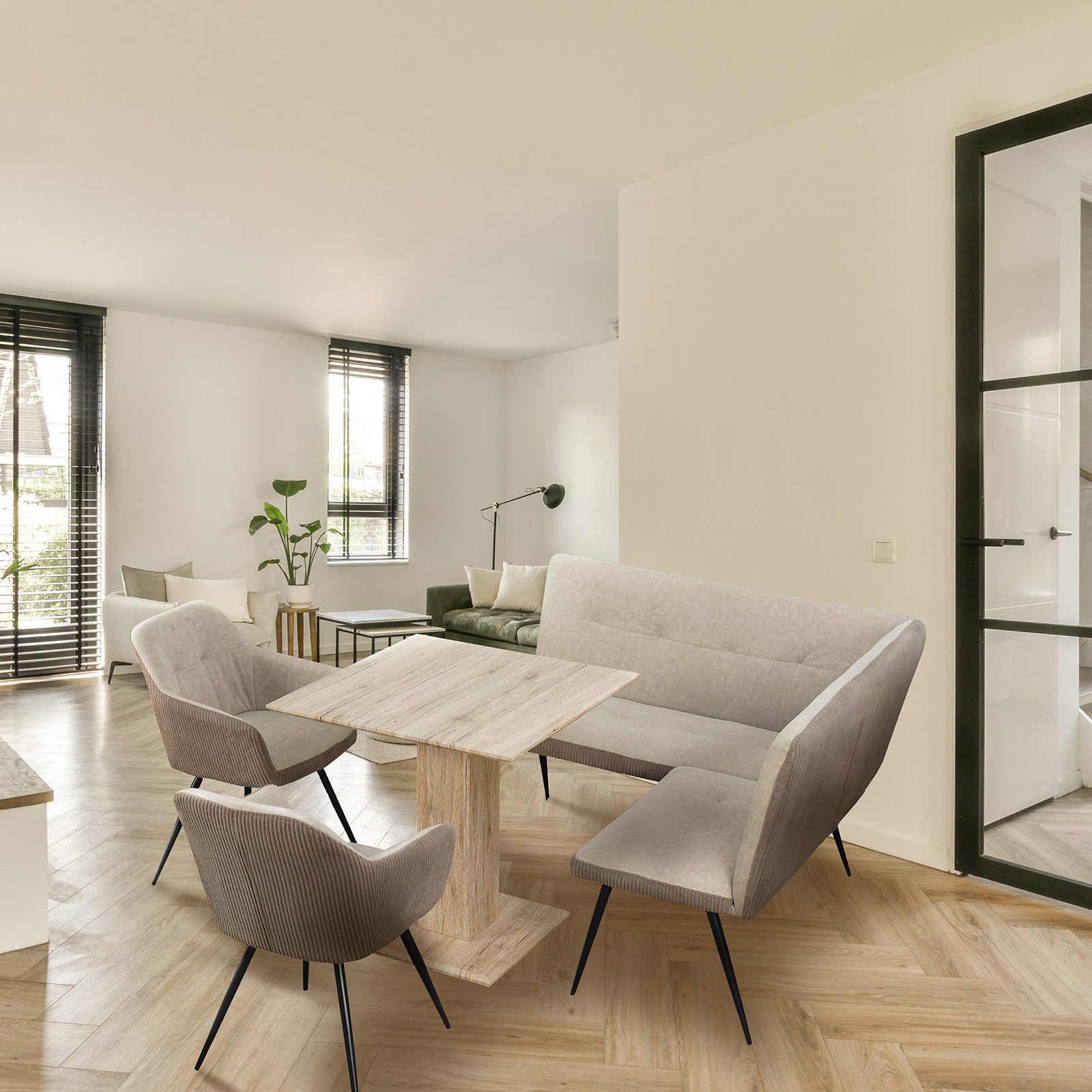 HTI-Living Eckbankgruppe Sitzgruppe Taupe/Cord Joschka, (Set, 4-tlg., 1 Ess günstig online kaufen