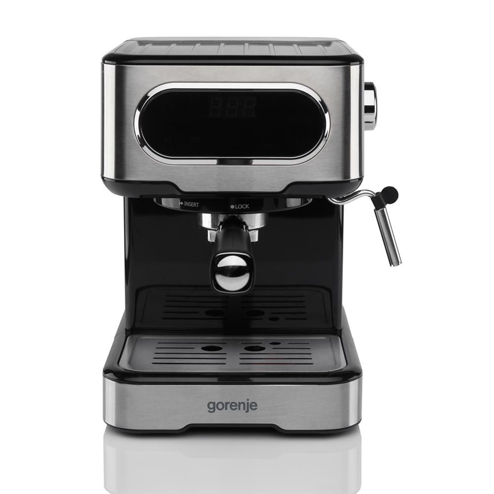 GORENJE Espressomaschine, Siebträgermaschine, Milchschaumdüse, silber, schwarz