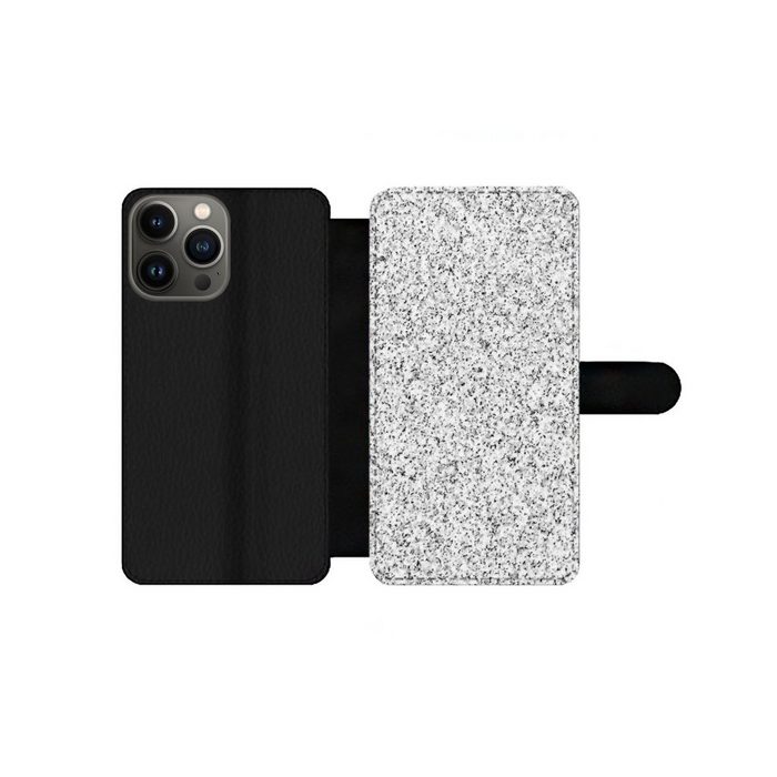 MuchoWow Handyhülle Granit - Schwarz - Weiß - Gemustert - Grau Handyhülle Telefonhülle Apple iPhone 13 Pro Max