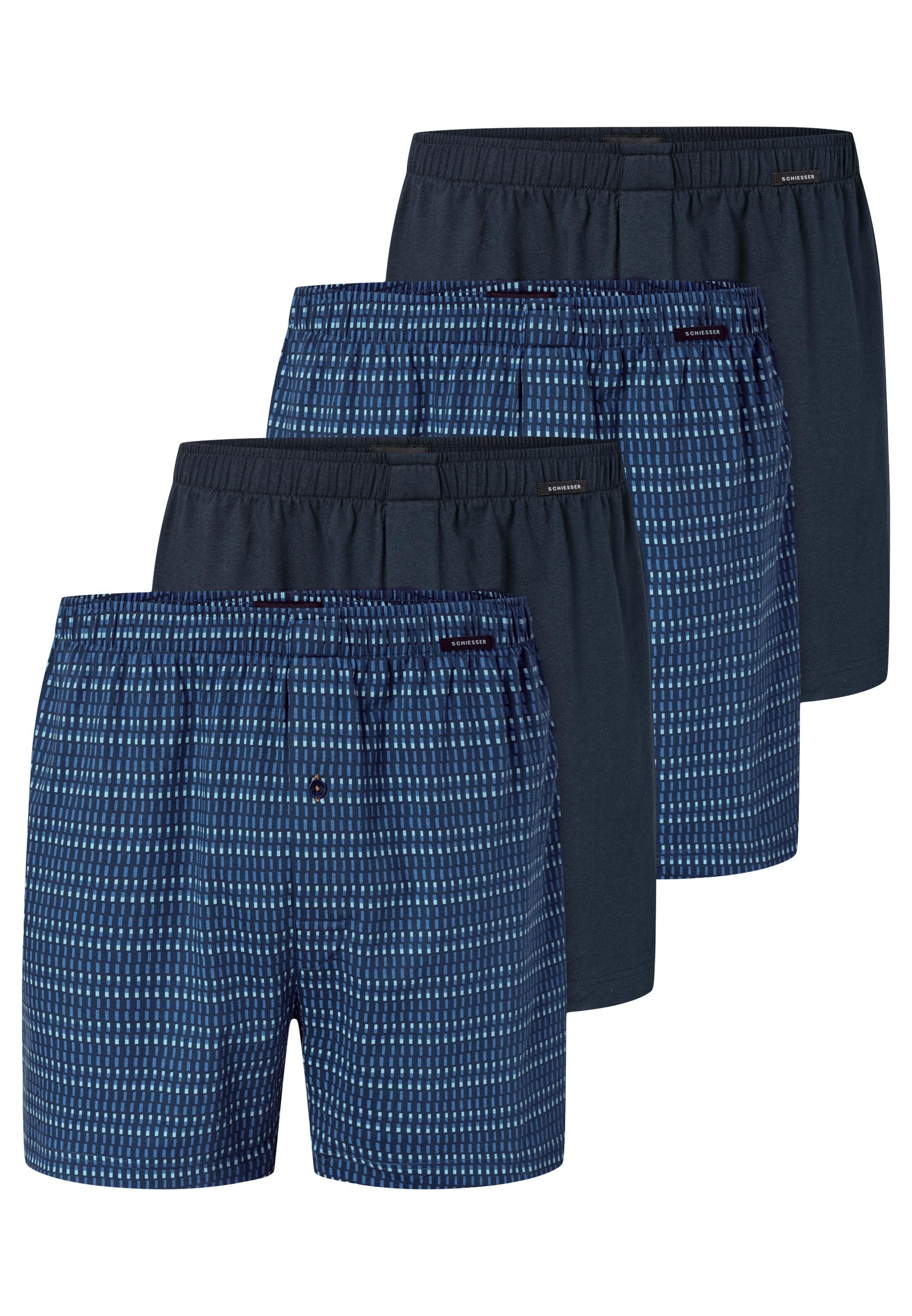 Schiesser Boxershorts 4er Pack Single Jersey (Spar-Set, 4-St) Boxershorts - Baumwolle - ohne Eingriff - Atmungsaktiv