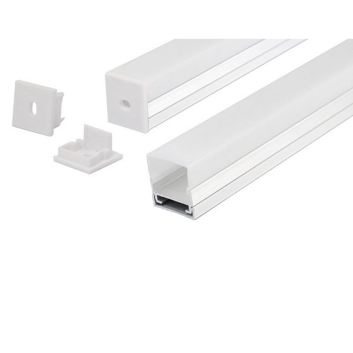 ENERGMiX LED-Stripe-Profil 2 Meter Alu Profile Alu Schiene Profil mit Milchgl Profil Kanal LED Leiste 200cm inkl. Clips und Endkappen