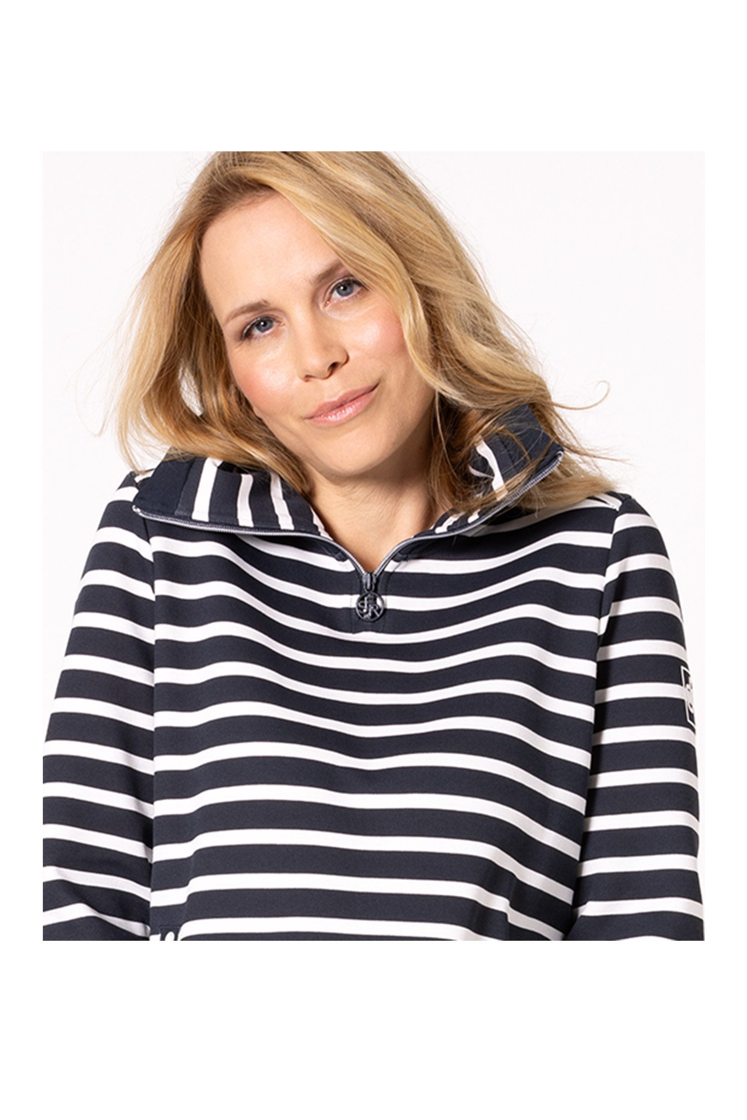 SER Sweatshirt Schnäppchen! Sweatshirt mit Troyer Kragen, Ringel, W9240608 günstig online kaufen